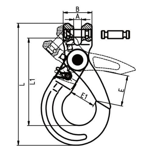 Duke Grade 8 Clevis Self Locking Hook Dims Duke Clevis Self Locking Hook