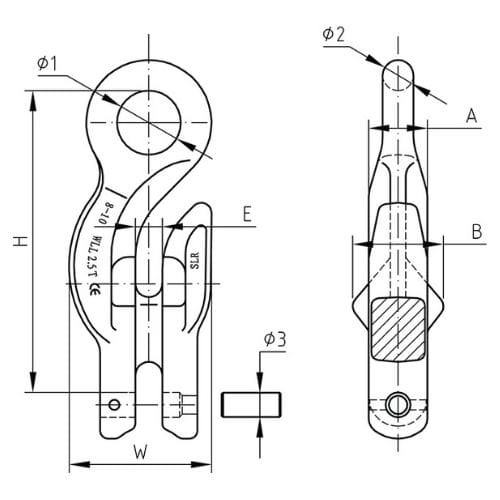 Duke Eye Grab Hook With Clevis Attachment