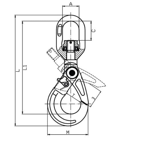 Duke Swivel Self Locking Hook / Roller Bearing