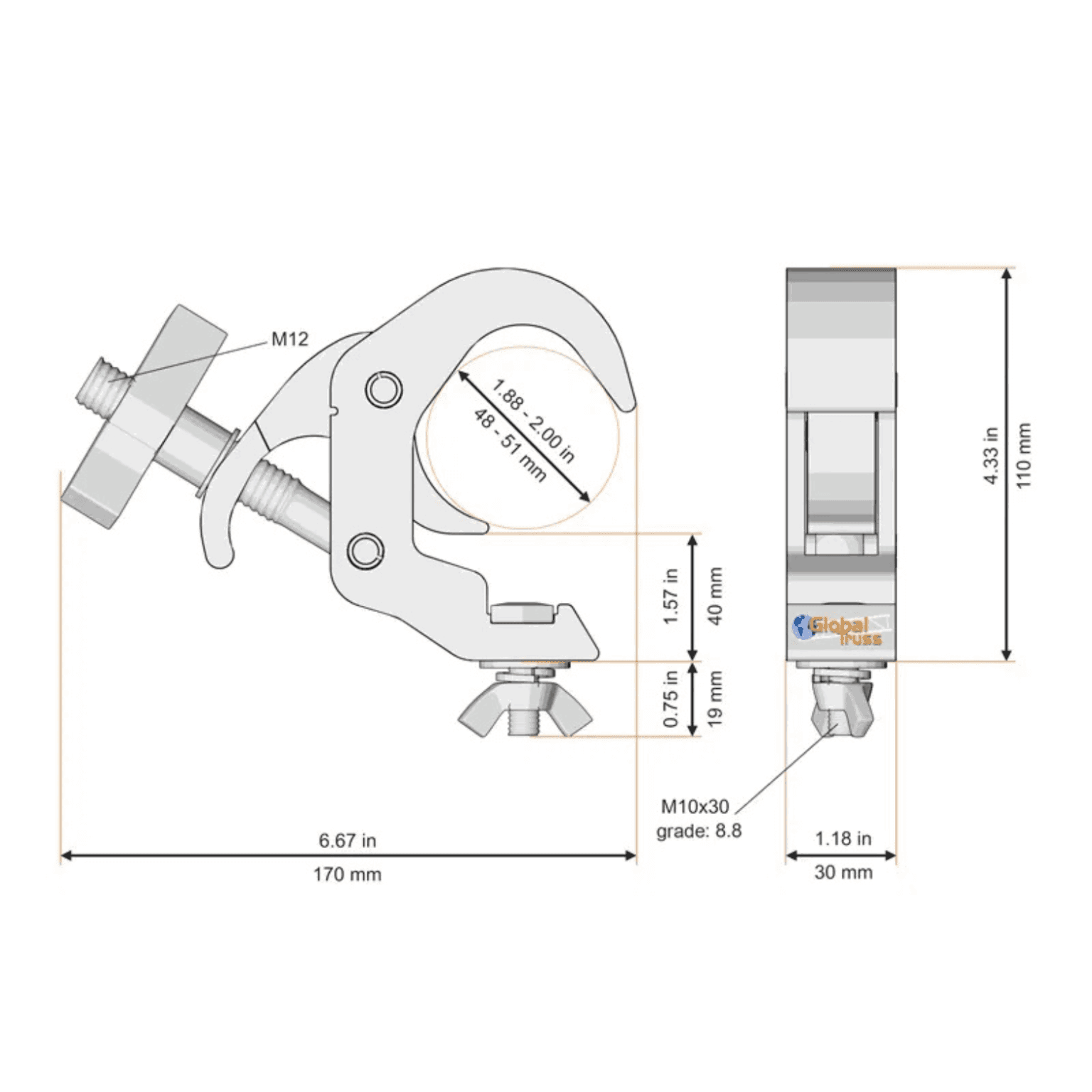 Truss Rope Rigs Global Truss Self Locking Easy Clamp 250kgs – Rope And Rigging LTD
