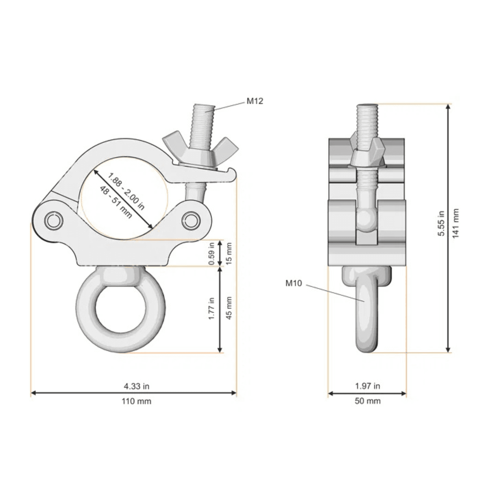 Truss Rope Rigs Global Truss Half Coupler With M10 Eye 200kgs – Rope And Rigging LTD