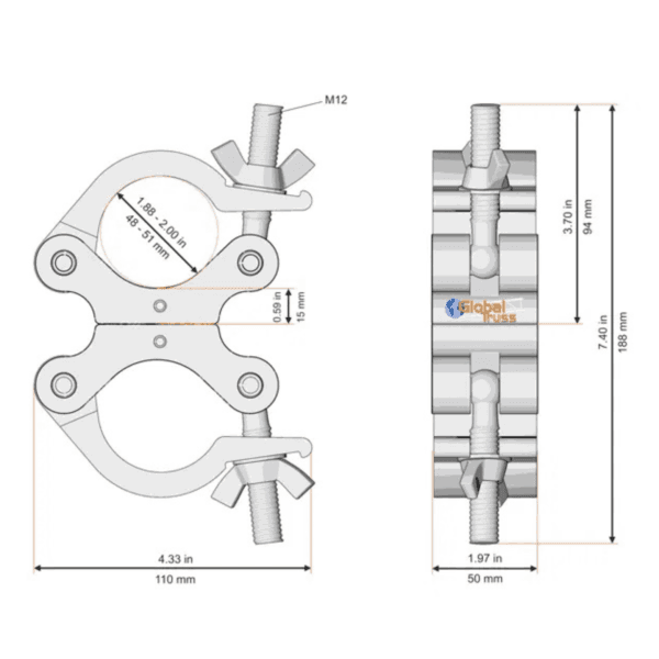 Global Truss 90deg Fixed Swivel Coupler 500kgs