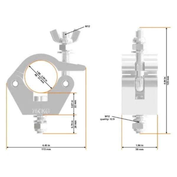 Global Truss Heavy Duty Half Coupler Hex Head Bolt 750kgs