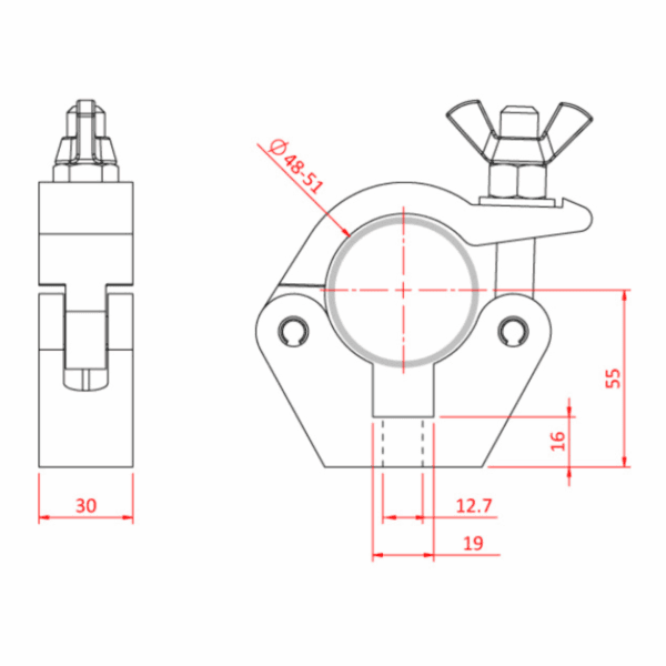 Doughty T57001. Doughty Slimline Half Coupler M12 Fixing 750kgs
