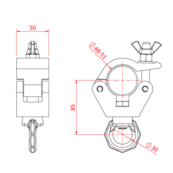 Doughty Hanging Clamp With M12 Rud Eye 750Kg