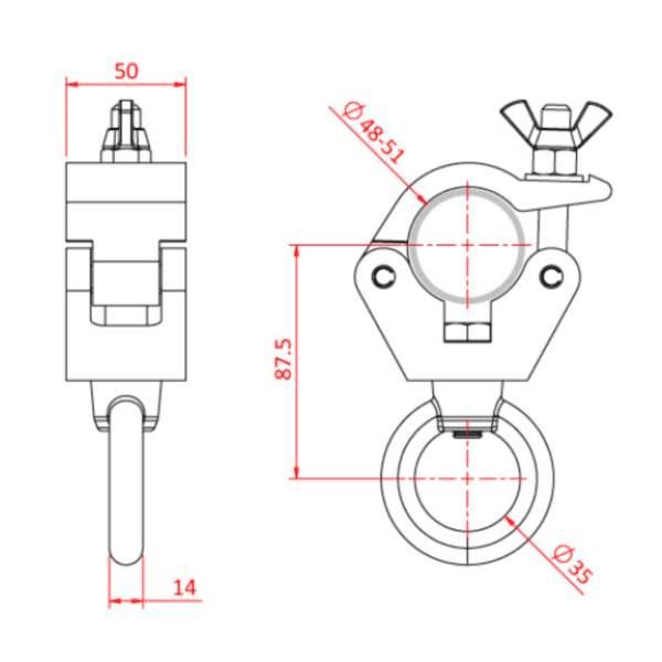 Doughty Hanging Clamp With M12 Eye 500Kg
