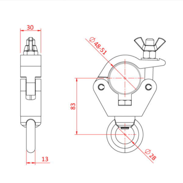 Doughty Slimline Hanging Clamp With M12 Eye 340kgs