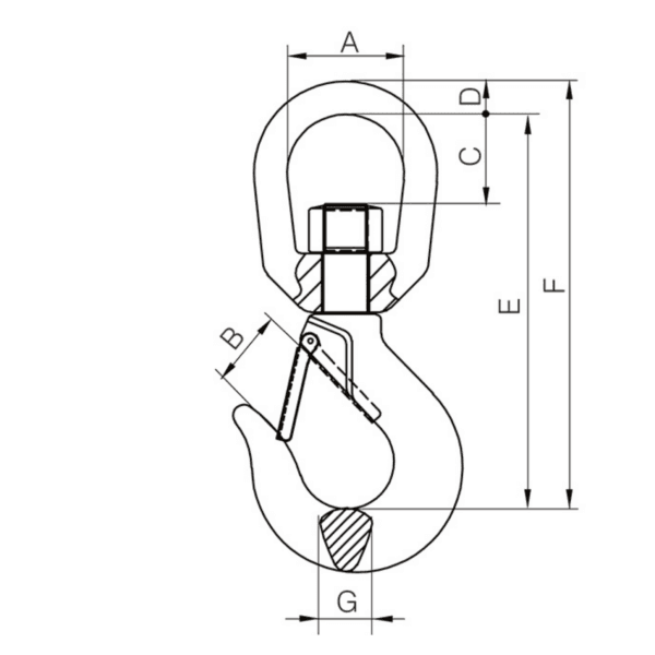 XN132 dims Wire Rope Swivel Eye Hoist Hook